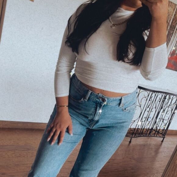 White long sleeve crop top - Picture 1 of 3